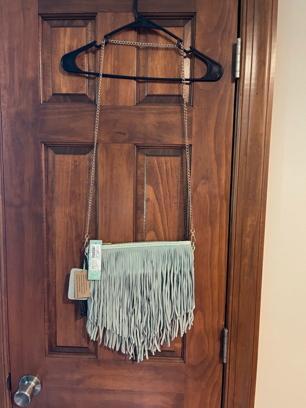 Fringed Crossbody Shoulder Bag - Mint